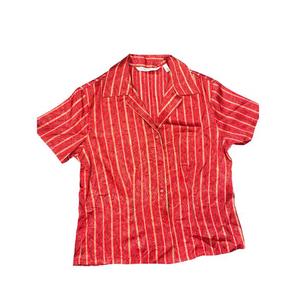 Victorias Secret Pajama set Christmas Holiday Silky striped shorts bttn up S - Picture 6 of 6